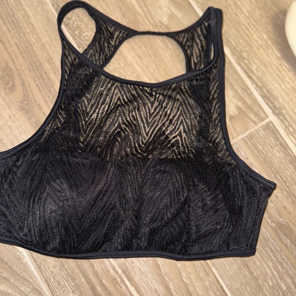 Victorias Secret Black sheer mesh open back Swim Top Sz M - Picture 3 of 8